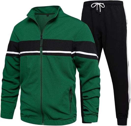 Men'S Sweat Suit 2 Piece Outfit Casual Contrast Sports Jogging Tracksuits Set