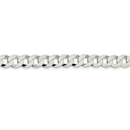 Fashion Solid 925 Silver 8Mm Close Link Flat Curb Cuban Chain Necklace with Secure Lobster Lock Clasp