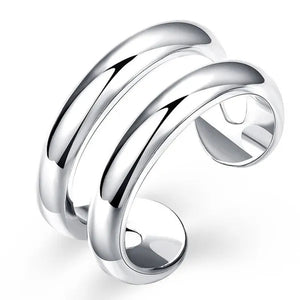 925 Sterling Silver Thumb Finger Ring Opening Double Lines With  Vintage Fashion Silver Engagement Rings for Women Men
