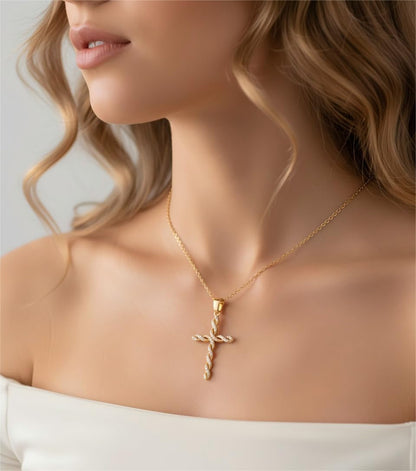 Cross Necklace 14K Gold Cross Necklaces for Women Twisted Cross Infinity Open Loop Pendant Necklace for Womens Religious Jewelry
