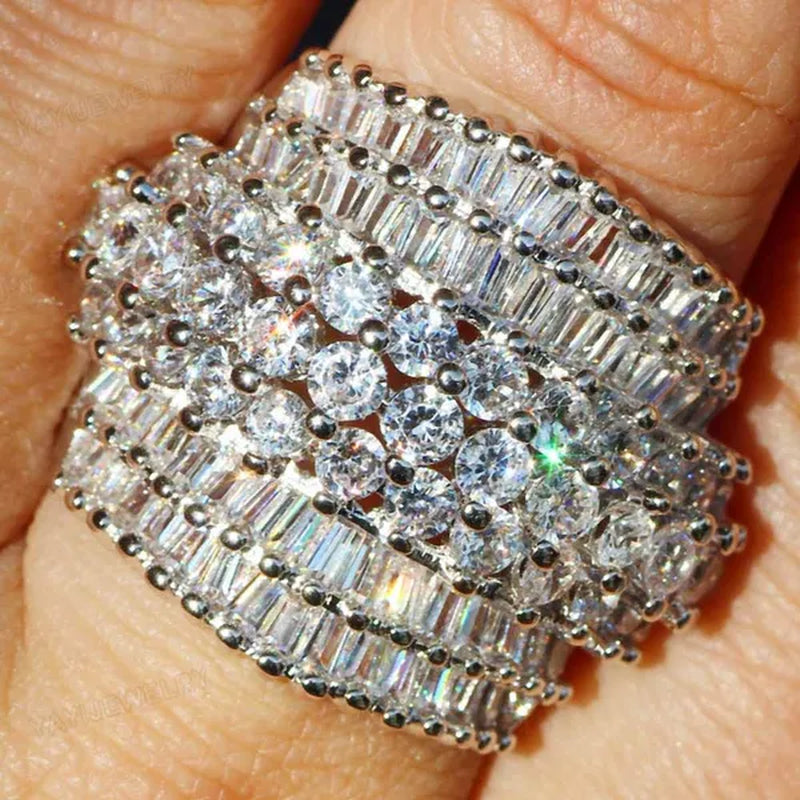 Gorgeous Cubic Zirconia Multichamber Ring Wedding Birthstone Bride Engagement Brand Heart Ring Jewelry Size 6 7 8 9 10