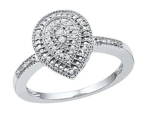 1/10 Carat (Ctw I2-I3) Diamond Cluster Teardrop Ring in Sterling Silver