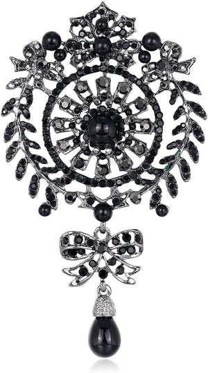N a European and American Creative Personality Diamond-Studded Pearl Flower Brooch Fashion Clothing Tassel Water Drop Brooch (B)