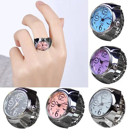 Dial Quartz Analog Watch Creative Steel Cool Elastic Quartz Finger Ring Watch Lady Dress Women watch Diamond Chimes Diamond *A