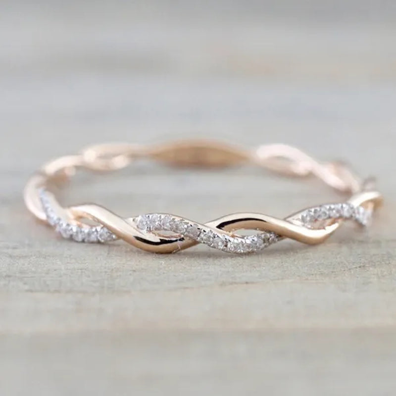 Diamond Ring Engagement Ring Diamond Anniversary Twined Vine Simple Infinity Eternity Ring Bridal Women Promise Ring Anniversary Gold Wedding Bands Size 4-10