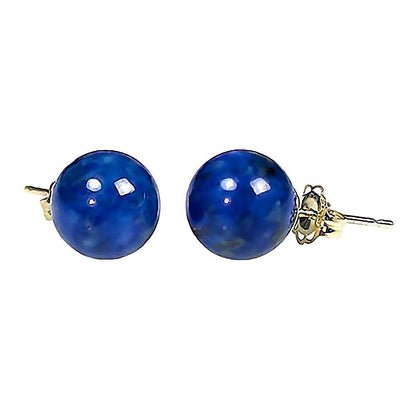 Trustmark 14K Yellow Gold 10Mm Natural Lapis Lazuli Ball Stud Earrings
