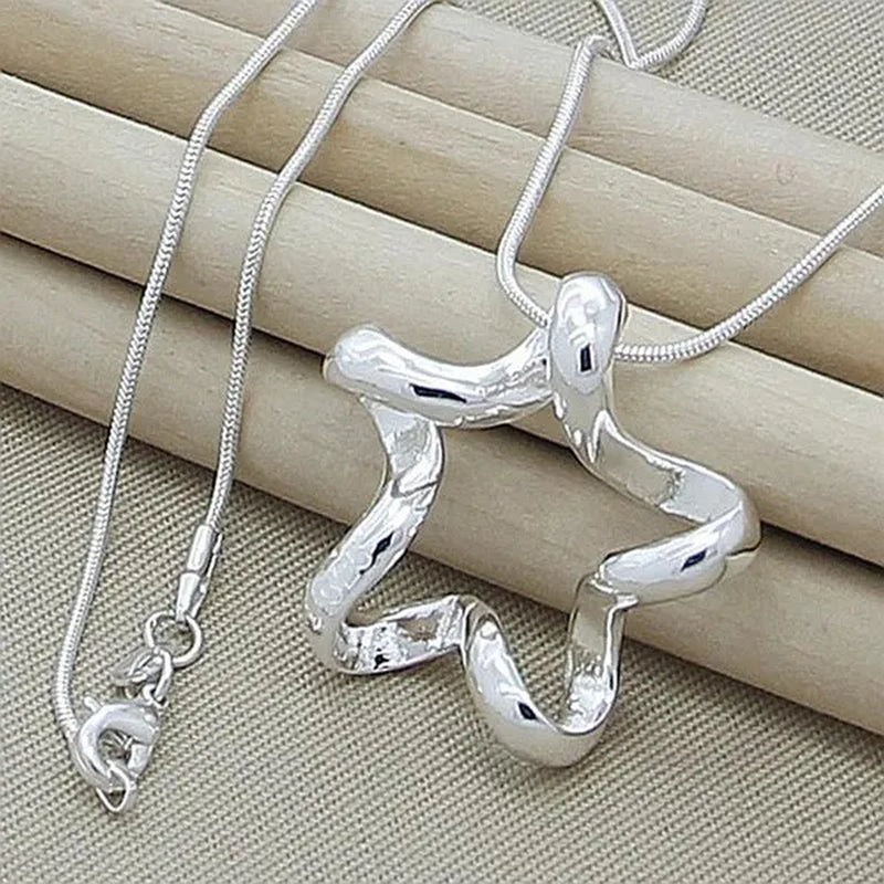 High Quality 925 Sterling Silver Starfish Pendant Necklace 16-30 Inch Snake Chain For Women Fashion Wedding Engagement Jewelry Gift