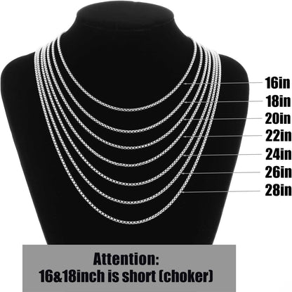 Valentines Gifts for Him - Cross Necklace for Men, Silver/Gold/Black Mens Cross Necklaces with 2.5Mm Cross Chain and Stainless Steel Cross Pendant, Box Chain 16-24 Inch, Jewelry Gift
