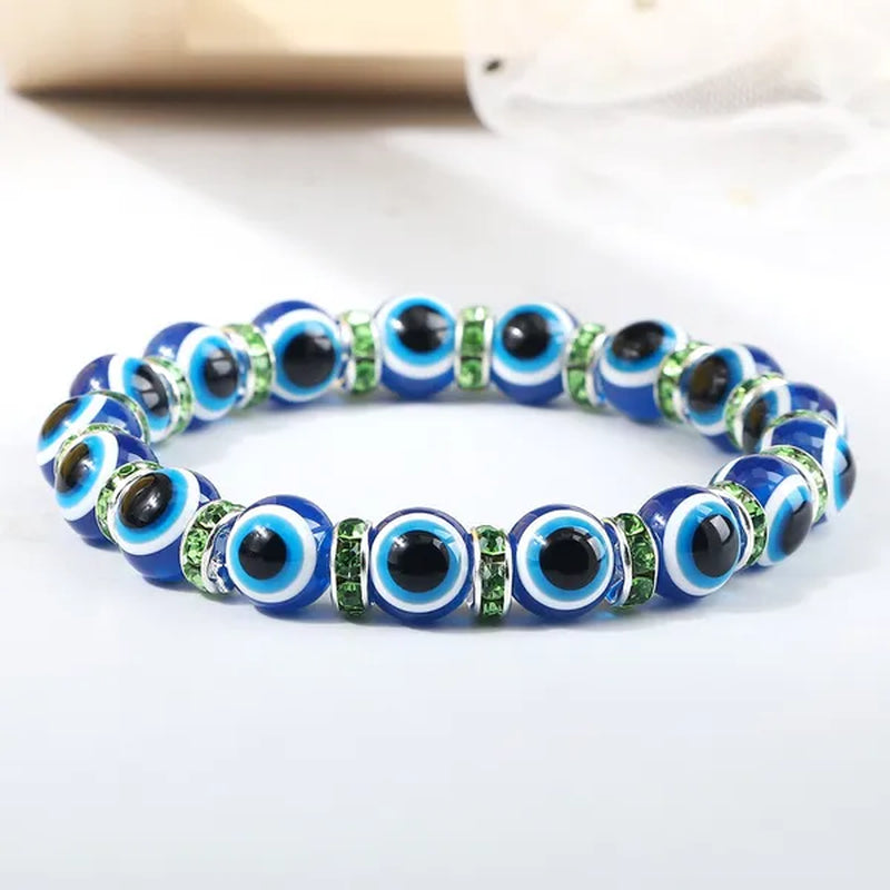 New Fashion Crystal Turkish Lucky Evil Eye Bracelets Blue Evil Eye Bead Bracelet Men Women Handmade Lucky Jewelry Charm Bracelet Female Dropshipping