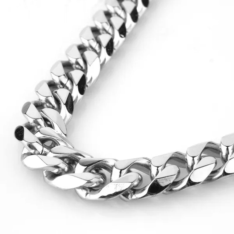 Charm Mens Stainless Steel Bracelet Necklace Silver/Gold Curb Cuban Link Chain 8"-40"