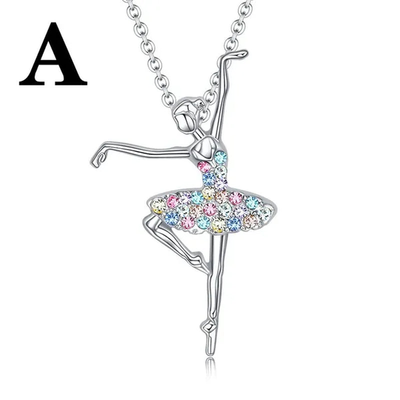 Elegant Fashion Creative Girl Necklace Ballet Sister Necklace Gift Suitable for Female Personality Creative Rainbow Dancer Dance Friendship Pendant Necklace Jewelry Suitable for Sister Friend Birthday Party Jewelry Anniversary Gift