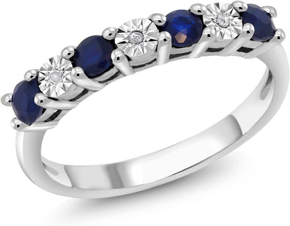 925 Sterling Silver Blue Sapphire & White Diamond Engagement Ring for Women | Wedding Ring for Women | Available in Size 5, 6, 7, 8, 9