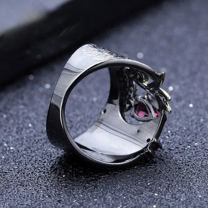Latest Beautiful Flowers Luxury Vintage Fashion Jewelry Two-Tone Zircon Ruby Cutout Ring Bridal Engagement Wedding Party Anniversary Ring Christmas Mother'S Day Gift Jewelry Size US5-11