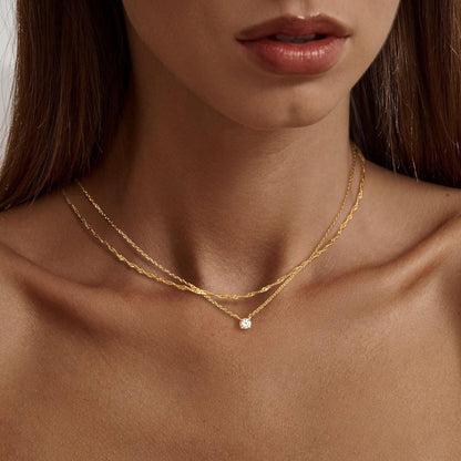 Diamond Necklaces for Women, Dainty Gold Necklace 14K Gold Plated Long Lariat Necklace Simple Gold CZ Diamond Choker Necklaces for Women Trendy Gold Necklace Jewelry Gifts for Girls