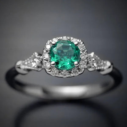 New and Noble Aquamarine/Ruby/Green Zircon AAA Ring Gold-Plated Jewelry Engagement Ring