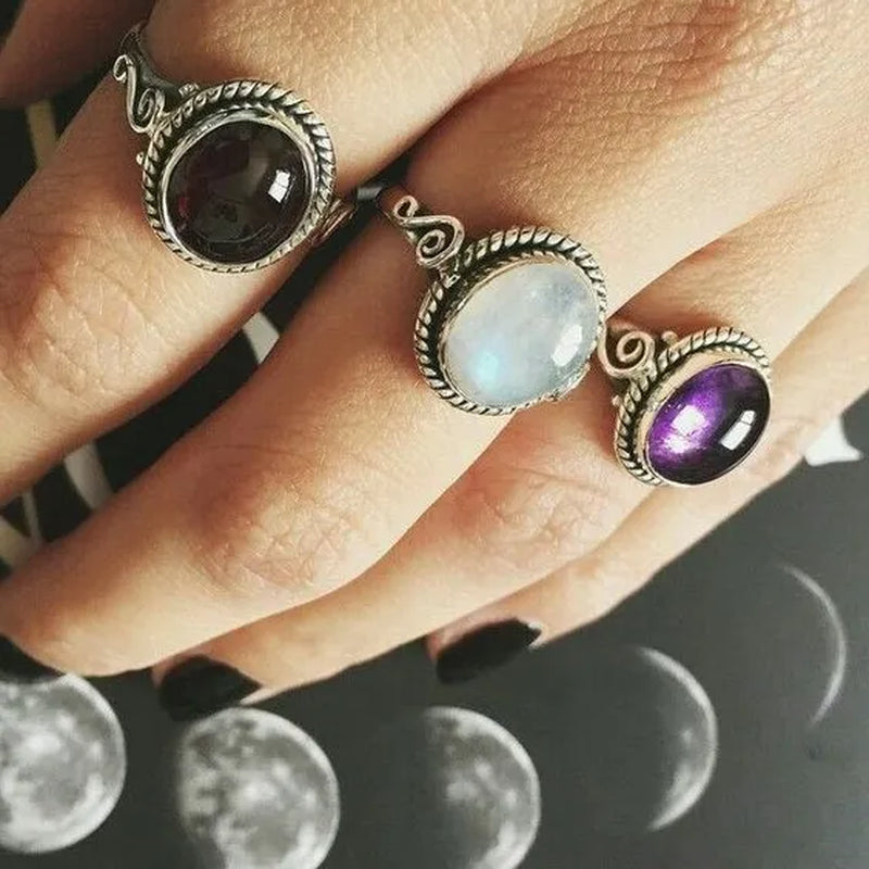 Vintage Amazing Natural Moonstone Ring Anniversary Gift Princess Engagement Bridal Wedding Valentine'S Day Commitment Ring Jewelry Size 4-12 Aneis Femininos