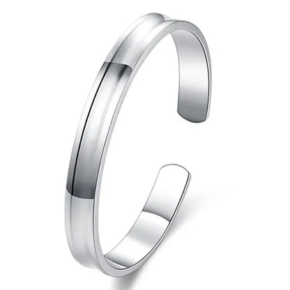 Charm 925 Sterling Silver Smooth 12mm Adjustable Bangle Bracelet for Woman Man Fashion Wedding Engagement Party Jewelry