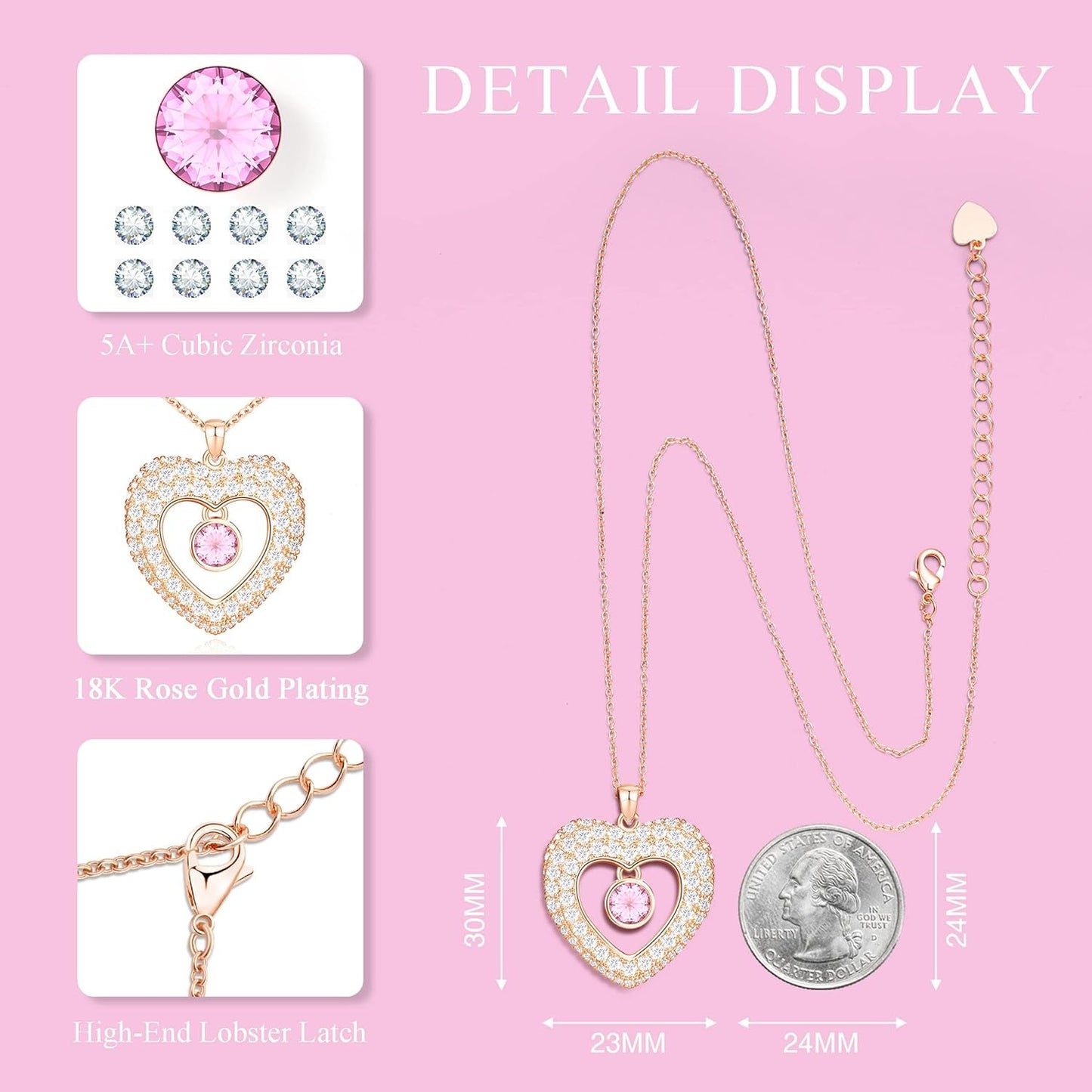 Birthstone Necklace for Women, Zirconia Diamond Pendant Necklace, Jewelry Gift
