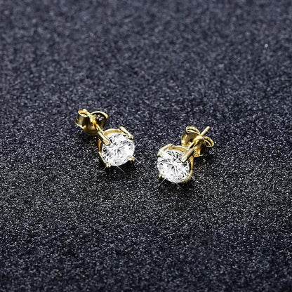 Sterling Silver Zirconia Earrings Women'S round Cut CZ Earrings Set anti Allergic
