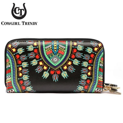 Bright African Bohemian Dashiki Ostrich Fringe Tassels Western Country Handbag Women Shoulder Bag Wallet Set Black