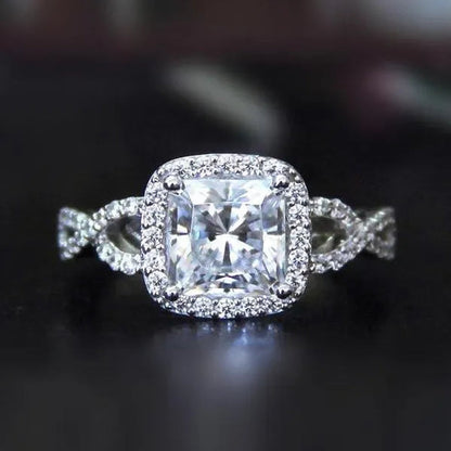 Luxury Jewelry Accessories White Gold 925 Sterling Silver Rings for Women Natural Gemstone Rings White Sapphire Princess Ring Romantic Wedding Band Bride Engagement Diamond Ring Jewelry Valentine's Day Gift