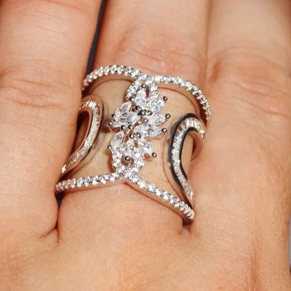 Luxury  Silver White Sapphire Rings Natural Gemstones Birthstone Engagement Rings Wedding Anniversary Bride Women Princess Love Cross Ring Size 6 7 8 9 10