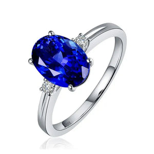 Fashion Jewelry Ellipse Emerald Sapphire Zircon Aaas Ring Gold-Plated Opening Adjustable Rings