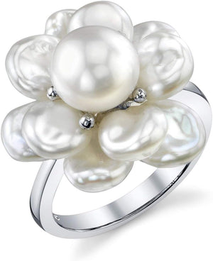 Keshi Genuine White Freshwater Cultured Pearl Ring for Women