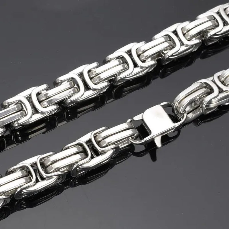 7-40" 12/15Mm Mens Womens Silver/Gold Stainless Steel Necklaces Byzantine Chain Curb Cuban Bracelet Necklace