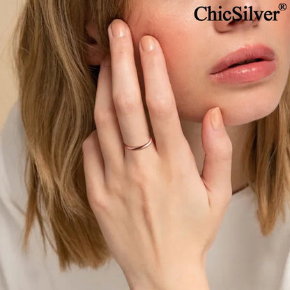 Chicsilver Ring Solid 925 Sterling Silver 2/3Mm Thin Plain Dome High Polish Wedding Band Rings for Him and Her Size 4-12