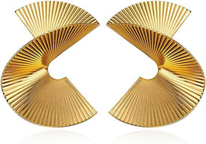 Gold Geometric Earrings Exaggerated Statement Earrings Punk Stylish Sectored Twisted Earring Jewelry for Women