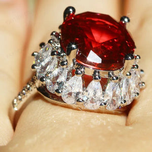 Unique  Silver Natural Ruby Gemstones Birthstone Bride Princess Wedding Engagement Strange Ring Size 6 7 8 9 10
