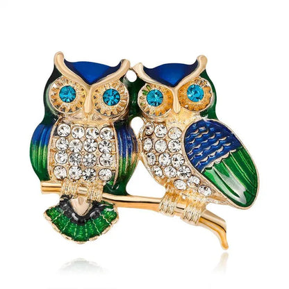 Cute Owl Brooch Jewelry Fashion Alloy Studded Drop Oil Brooch Pin Animal Brooch