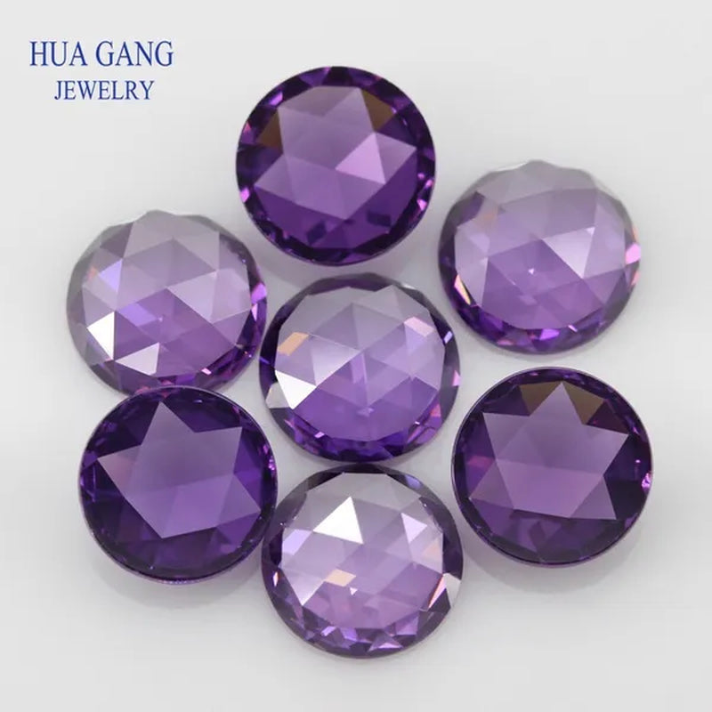 Round Shape Purple Rose Cut CZ Stone Flat Bottom Cubic Zirconia Brilliant Cut AAAAA Loose Gems 8Mm Wholesale Jewelry Stones