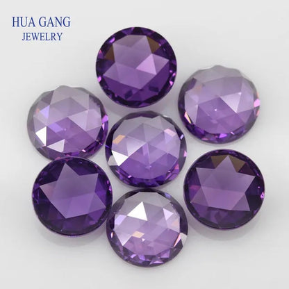 Round Shape Purple Rose Cut CZ Stone Flat Bottom Cubic Zirconia Brilliant Cut AAAAA Loose Gems 8Mm Wholesale Jewelry Stones