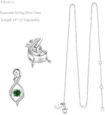 Birthday Gifts for Mom Women Endless Love Necklace 925 Sterling Silver with June July Birthstones Pearl Ruby Jewelry Gifts for Her