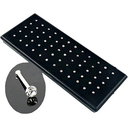 New Fashion Stainless Steel CZ Crystal Straight Shape Diamond Rhinestone Nose Ring Body Piercing Stud Jewelry Bone 20 Gauge for Women Girls 2 Types