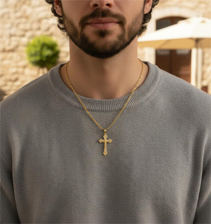 Gold Crucifix Necklace 14K Gold Cross Necklace Jesus Cross Pendant Religious Catholic Jewelry for Men Women