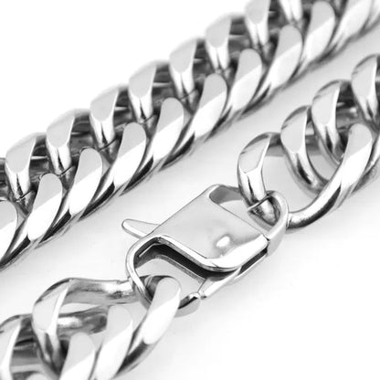 16/19/21Mm Heavy Stainless Steel Bracelet or Necklace Silver Cuban Curb Chain Bracelet Bangle 7"-11" Necklace 16"-24"
