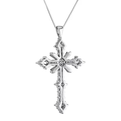 0.46 CT. T.W. Diamond Cross Pendant in 14K White Gold
