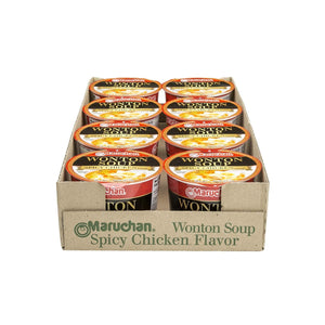Microwavable Bowl Wonton Hot and Spicy Chicken Flavor, Pack of 8