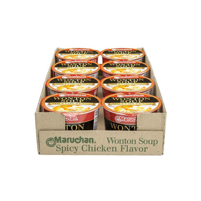 Microwavable Bowl Wonton Hot and Spicy Chicken Flavor, Pack of 8
