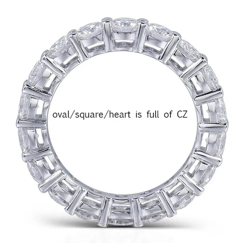 For Beauties! 1PC  Pave Setting Square Heart Oval T-Shape Simulated Diamond CZ Eternity Band Engagement Wedding Stone Rings