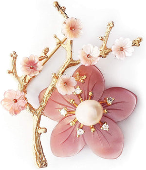 Brooches for Women with Crystal, Pink Flower, Rhinestone Brooches Pins Elegant Jewelry Blossom Fashionable Gifts Ladies Bouquet Brooches Pin for Birthday, Party, New Year, Wedding