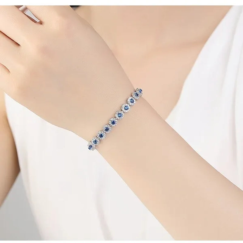 CANDICE 2023 New Sterling Silver Party Jewelry With Green Crystal Stone and CZ Zirconia Women Flower Charm Bracelets Bangles
