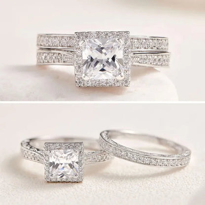Newshe Vintage Wedding Ring Sets  Engagement Rings for Women Princess Cut AAAAA CZ 925 Sterling Silver Jewelry Gift Sz 4-13