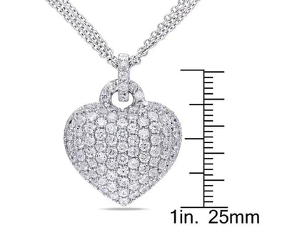 3.50 Carat (Ctw) Lab-Created White Sapphire Heart Pendant Necklace in Sterling Silver