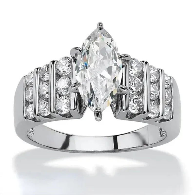 Exquisite Elegant Bridal Wedding Rings for Women Jewelry Micro Pave Diamond Claw Setting Marquise White Sapphire Rings