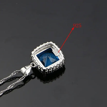 Sky Blue Sapphire White Topaz 925 Silver Jewelry Sets Earrings Pendant Necklace Ring Bracelet for Women Wedding