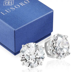 Sterling Silver Cubic Zirconia Stud Earrings 3 Carat Weight CZ- Lusoro